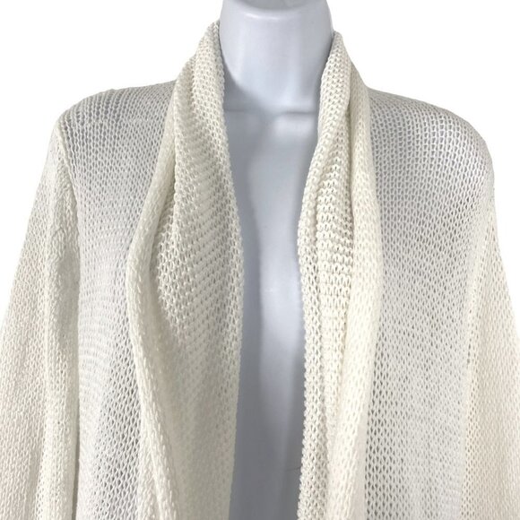 Wooden Ships Open Front Wrap Cardigan Sweater S/M White Open Knit NWT CJ-1423 - Picture 4 of 11